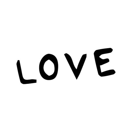 Hand drawn black and white love lettering.のイラスト素材