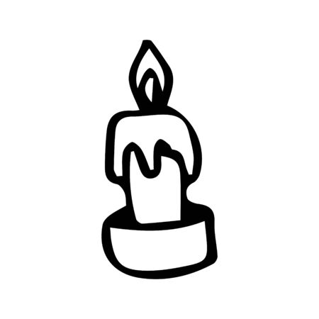 Hand drawn black and white doodle sketch candle illustration.のイラスト素材