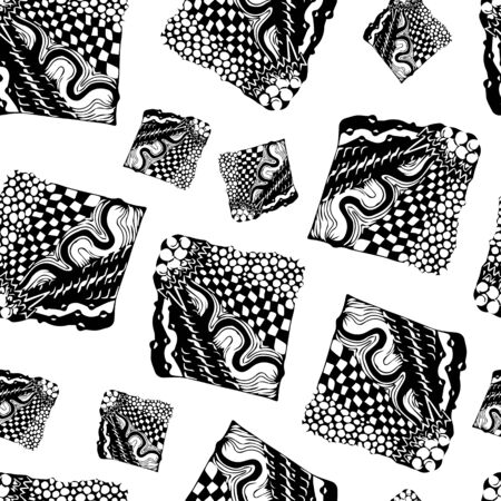 Black and white abstract zenart seamless pattern illustrationのイラスト素材