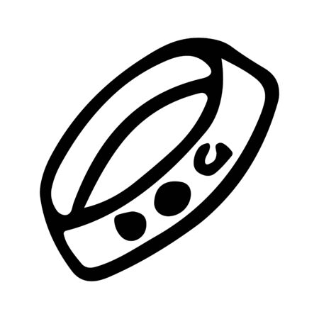 Black and white bowl for dog doodle sketch.のイラスト素材