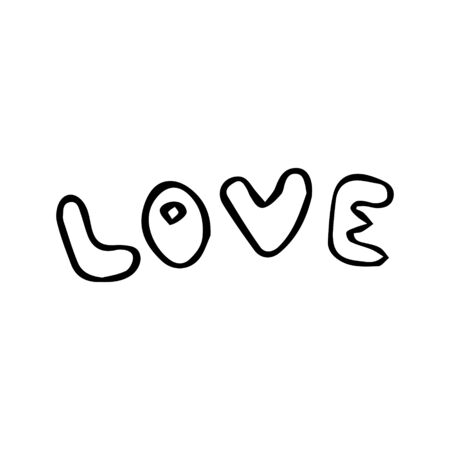 Hand drawn black and white love lettering.のイラスト素材