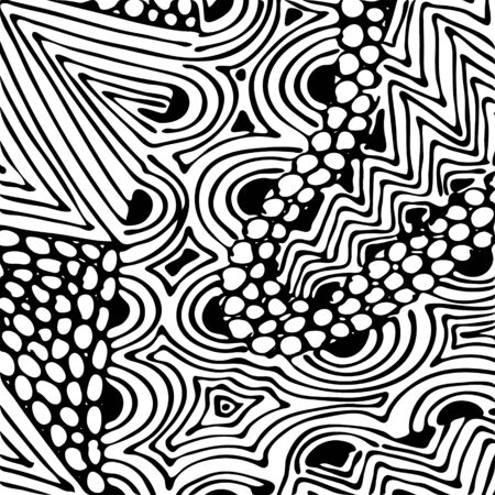 Black and white abstract zenart illustrationのイラスト素材