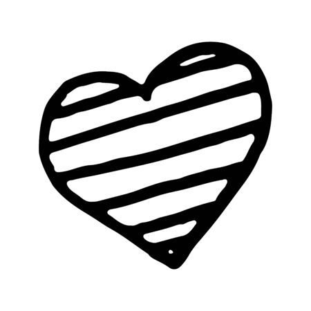 Hand drawn black and white doodle sketch heart illustration.のイラスト素材