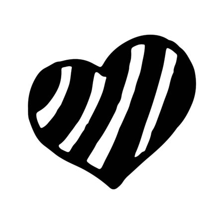Hand drawn black and white doodle sketch heart illustration.のイラスト素材
