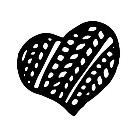 Hand drawn black and white doodle sketch heart illustration.のイラスト素材