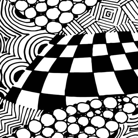 Black and white abstract zenart illustrationのイラスト素材