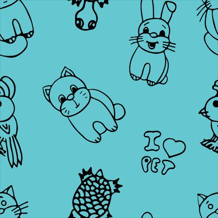 The pets seamless pattern on color background.のイラスト素材