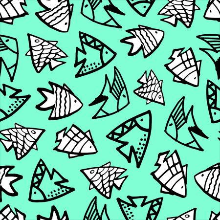 The sea seamless pattern on color background.のイラスト素材