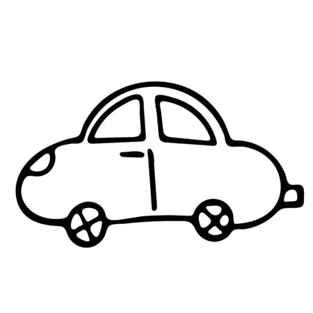 Black and white car doodle sketch. Vector illustration for coloring book.のイラスト素材