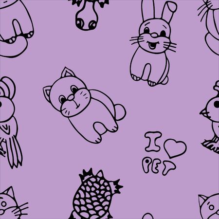 The pets seamless pattern on color background.のイラスト素材