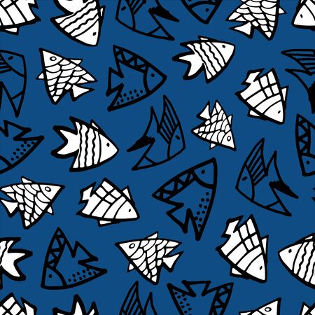 The sea seamless pattern on color background.のイラスト素材