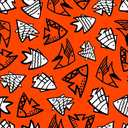 The sea seamless pattern on color background.のイラスト素材
