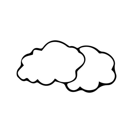 Hand drawn black and white doodle sketch clouds illustration.のイラスト素材