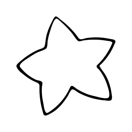 Black and white sea star doodle sketch. Vector illustration for coloring book, card, stickers.のイラスト素材
