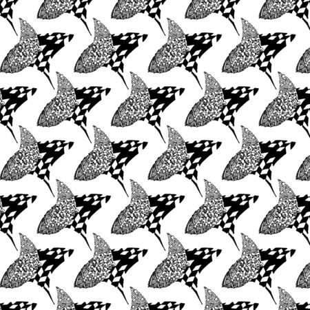 Ethnic black and white pattern. Zenart abstract background.のイラスト素材