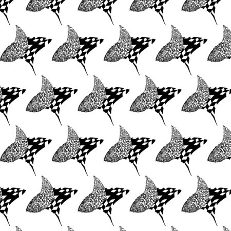 Ethnic black and white pattern. Zenart abstract background.のイラスト素材