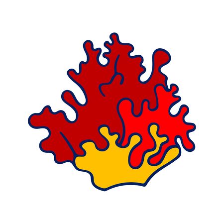 Vector red and orange sea coral illustration. Isolated underwater object for panorama, print, tshirt, kid, baby, swimming pool, game and app. Doodle cartoon sketch on white background.のイラスト素材