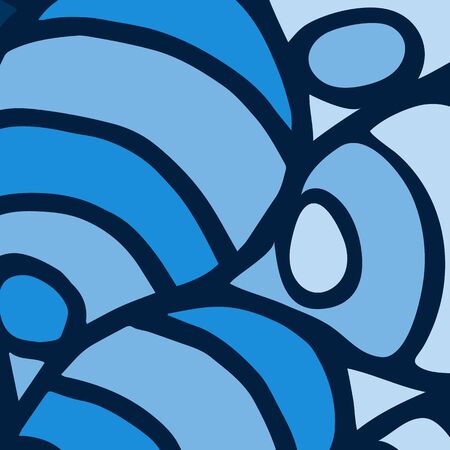 Blue And Dark Blue Abstract Vector Background. Hand-Drawn Illustration With Stripes.のイラスト素材