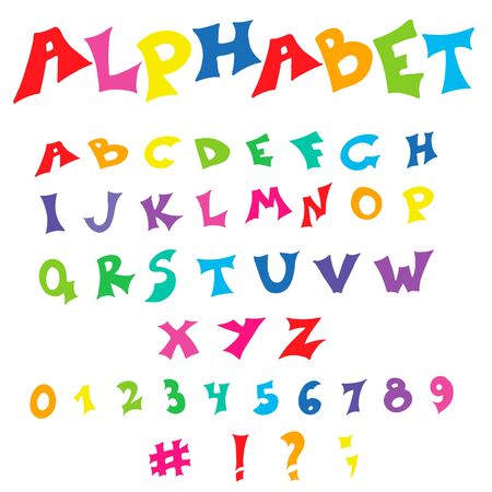 Isolated Hand-drawn Vector Alphabet. Set With Colorful English Letters.のイラスト素材