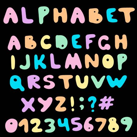 Isolated hand drawn vector colores alphabet.のイラスト素材