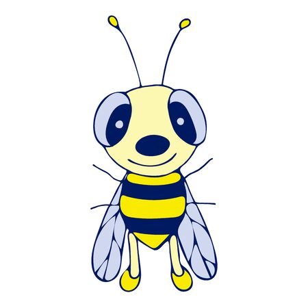 Colored Wasp doodle sketch illustration on white background.のイラスト素材