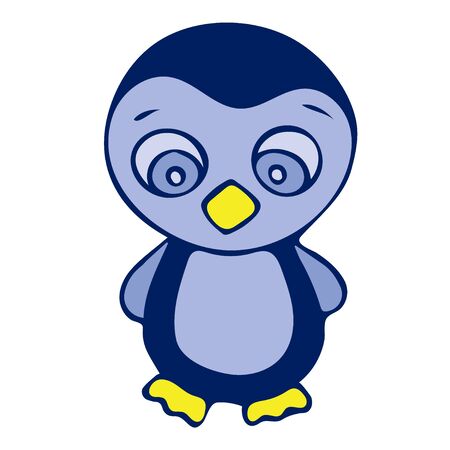 Colored Penguin doodle sketch illustration on white background.のイラスト素材