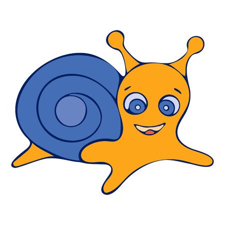 Colored Snail doodle sketch illustration on white background.のイラスト素材