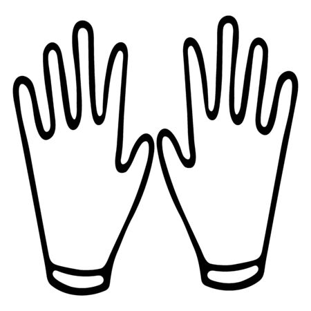 Vector Isolated Rubber Medical Glove. Housework Cleaning.のイラスト素材