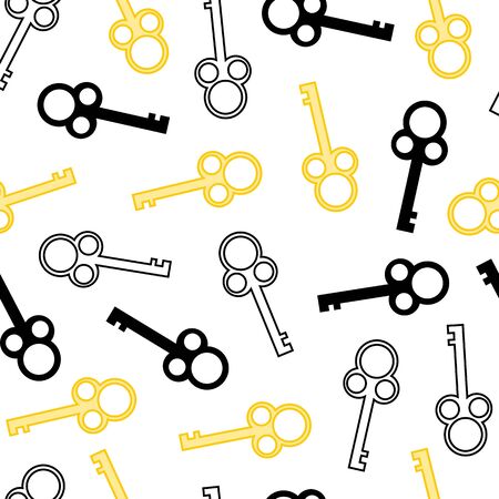 Vintage Key Seamless Pattern. The Key to the Lock on a White Background.の写真素材