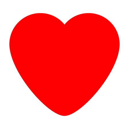 Red Isolated Vector Heart On White Background. Illustration Of Flat Heart Symbol. Graphic Design In The Concept of Love. Love Symbol And Emblem for Valentines Day.のイラスト素材