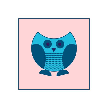 Blue Owl On Pink Background. Owl For Design, Holiday And Birthday Card.のイラスト素材