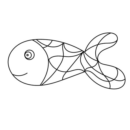 Contour set with illustrations in stained glass style fish.のイラスト素材