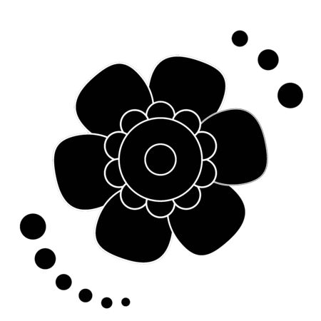 Black And White Single Isolated Flat Vector Flower. Icon Flower For Holiday, Design, India, Oriental and Arabic Ornament, Print, Web and App.のイラスト素材