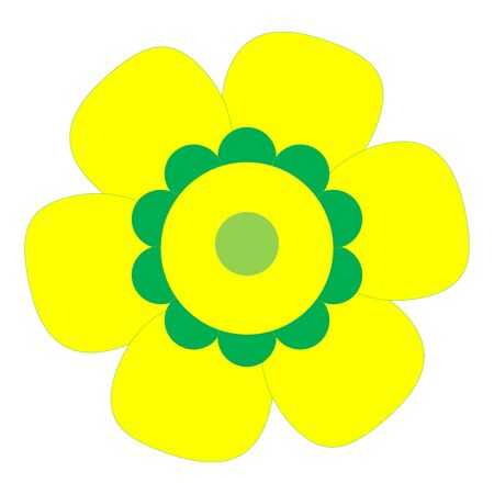 Colored Single Isolated Flat Vector Flower. Icon Flower For Holiday, Design, India, Oriental and Arabic Ornament, Print, Web and App.のイラスト素材