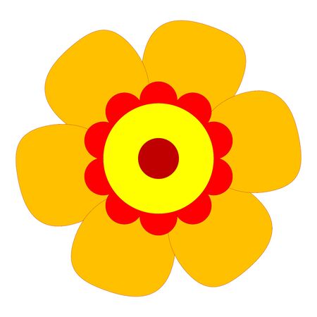 Colored Single Isolated Flat Vector Flower. Icon Flower For Holiday, Design, India, Oriental and Arabic Ornament, Print, Web and App.のイラスト素材