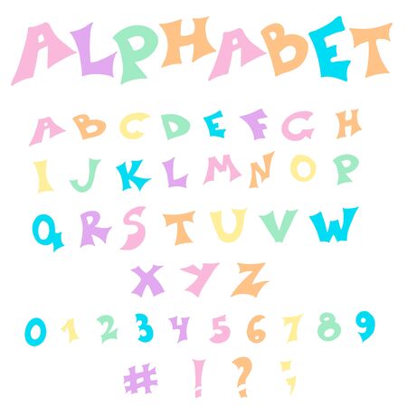 Isolated Hand-drawn Vector Alphabet. Set With Colorful English Letters.のイラスト素材