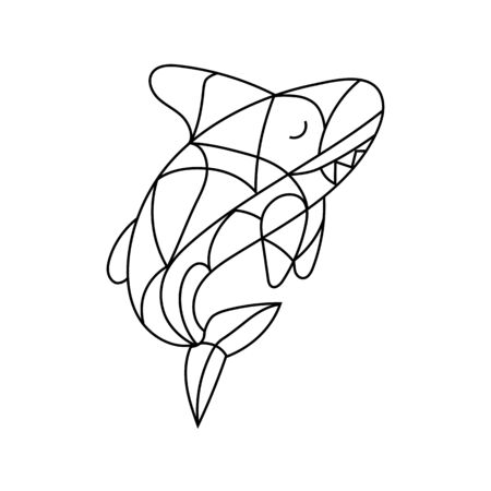 Contour fish illustrations in stained glass style.のイラスト素材