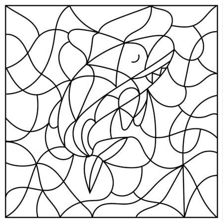 Shark Illustration in stained glass style with abstract fish.のイラスト素材