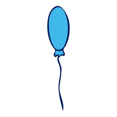 Blue Balloon Doodle Sketch. Hand-Drawn Isolated Illustration On White Background. Balloon For Design, Holiday And Birthday Card.のイラスト素材