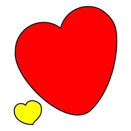 Red and Yellow heart illustration on white background.のイラスト素材