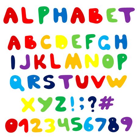Isolated hand drawn vector colores alphabet.のイラスト素材