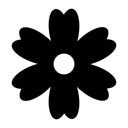 Black And White Single Isolated Flat Vector Flower. Icon Flower For Holiday, Design, India, Oriental and Arabic Ornament, Print, Web and App.のイラスト素材