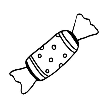 Black and white candy doodle sketch.のイラスト素材