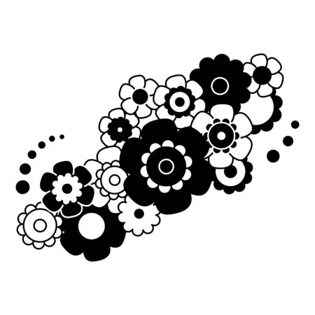 Black and white simple flower bouquet in flat style. Vector illustration.のイラスト素材