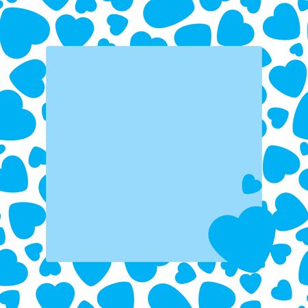 Frame With Blue Heart On White Background. Graphic Design In The Concept of Love. Love Symbol And Emblem for Valentines Day, Wedding, Birthday and Holiday. Vector Card and Template with Copy Space.のイラスト素材