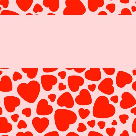 Frame With Red Heart On Pink Background. Graphic Design In The Concept of Love. Love Symbol And Emblem for Valentines Day, Wedding, Birthday and Holiday. Vector Card and Template with Copy Space.のイラスト素材