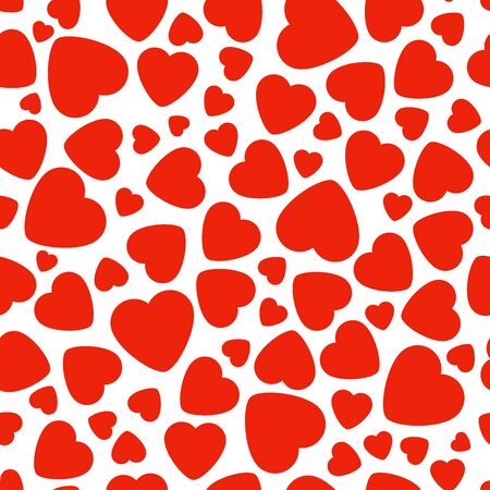 Vector Seamless Pattern With Red Hearts On White Background. Graphic Design In The Concept of Love. Card And Banner for Valentines Day, Wedding, Birthday and Holiday.のイラスト素材