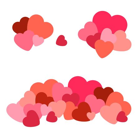 Isolated Vector Composition of Red and Pink Hearts on White Background. Graphic Design In The Concept of Love. Love Symbol And Emblem for Valentines Day, Wedding, Birthday and Holiday.のイラスト素材