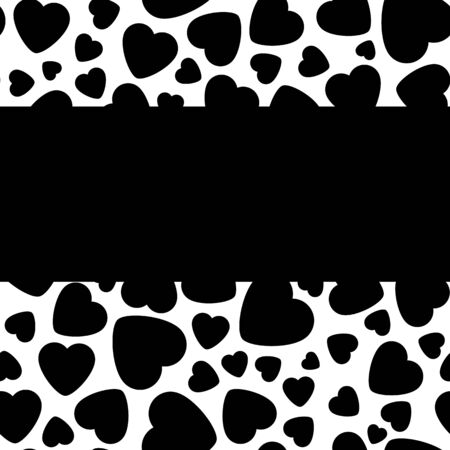 Frame With Black Heart On White Background. Graphic Design In The Concept of Love. Love Symbol And Emblem for Valentines Day, Wedding, Birthday and Holiday. Vector Card and Template with Copy Space.のイラスト素材