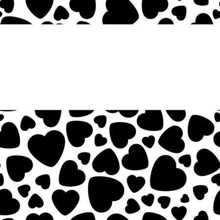Frame With Black Heart On White Background. Graphic Design In The Concept of Love. Love Symbol And Emblem for Valentines Day, Wedding, Birthday and Holiday. Vector Card and Template with Copy Space.のイラスト素材